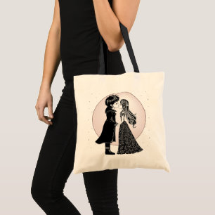 Cute Gothic Emo Kids Kiss Valentine's Day  Tote Bag