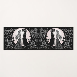 Cute Gothic Emo Kids Kiss Valentine's Day  Yoga Mat