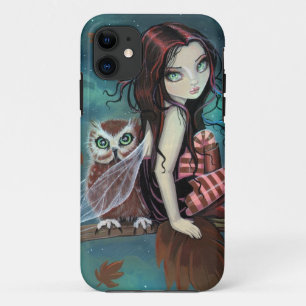 Cute Gothic Fairy and Owl Fantasy Art iPhone Case