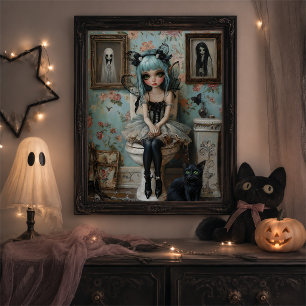 Cute Gothic Fairy Doll Halloween Wall Art