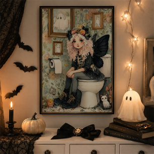 Cute Gothic Fairy Ghost Halloween Wall Art