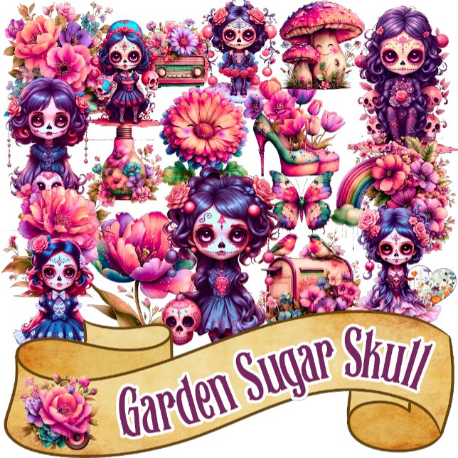 Cute Gothic Garden Sugar Skull 2  (Creator Uploaded)