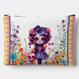 Cute Gothic Garden Sugar Skull Accessory Pouch