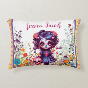 Cute Gothic Garden Sugar Skull Decorative Cushion
