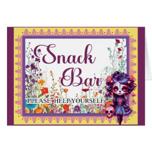 Cute Gothic Garden Sugar Skull Snack Card