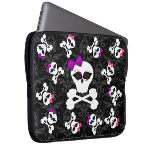 Cute Gothic Goodies Girly Girl Skull Laptop Sleeve