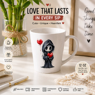 Cute Gothic Grim Reaper Heart mug-Spooky Hallowe Latte Mug