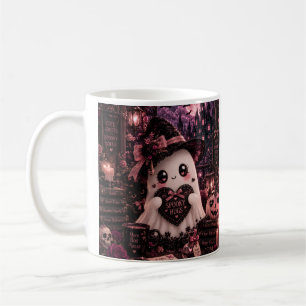 Cute Gothic Pink Ghost Halloween Spooky Hugs Dark Coffee Mug