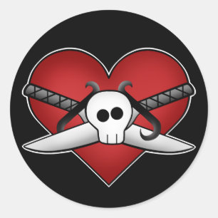 Cute gothic punk heart on guard anti valentine classic round sticker