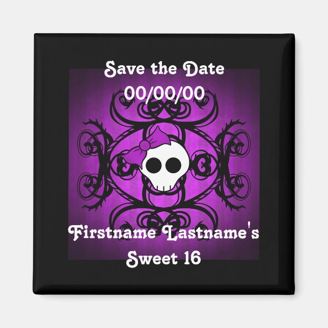 Cute Gothic skull Magnet (Front)