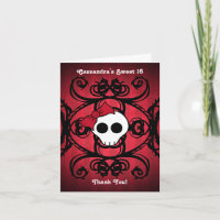 Cute gothic skull on red and black sweet 16