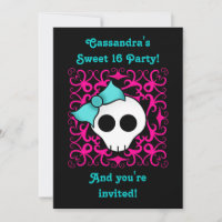 Cute gothic skull sweet 16 birthday party