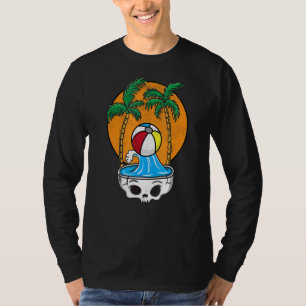 Cute Gothic Skull Tropical Beach For Goth T-Shirt