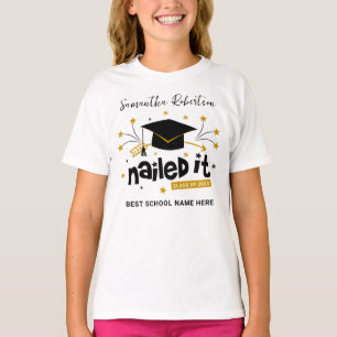 Cute Grad 2023 Nailed It Personalised Graduation T-Shirt