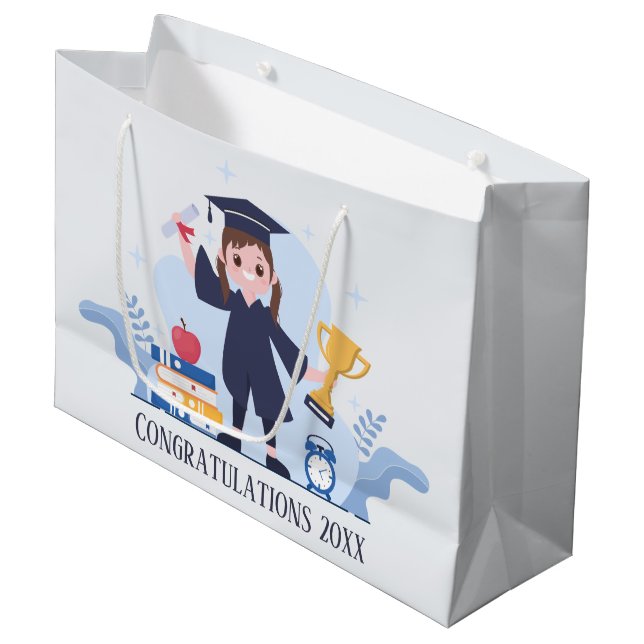 cute Grade School Graduation add year Large Gift Bag (Front Angled)
