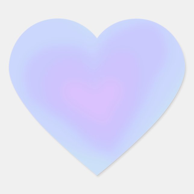 Cute gradient blue heart sticker  (Front)