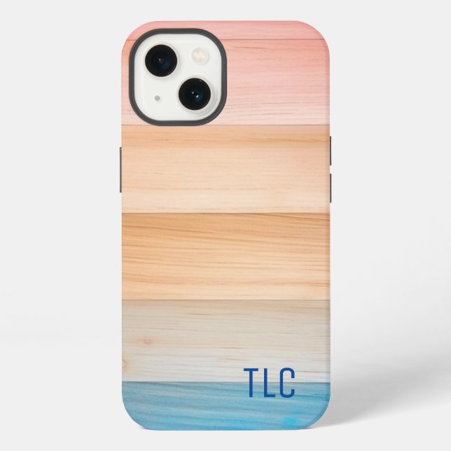 Cute Gradient colourful texture wood pattern iPhone Case (Back)
