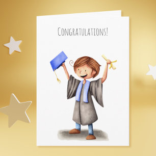 Cute Graduate Blue Regalia Graduation Card