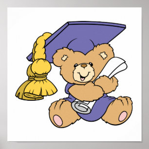 Cute Graduate Graduation Bear Poster