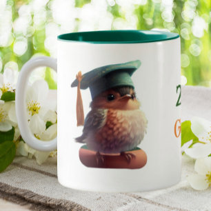 Cute Graduate Owl Personalized  Two-Tone Coffee Mug