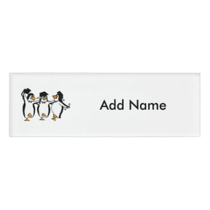 Cute Graduating Penguins Name Tag