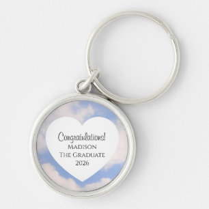 Cute Graduation 2026 Congratulations Message Heart Key Ring