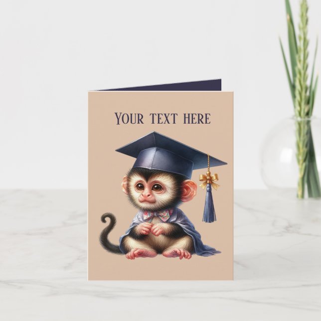 Cute Graduation add message monkey Card (Front)