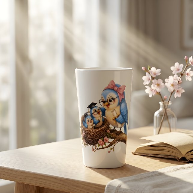 Cute Graduation Bird Latte Mug (Creator Uploaded)