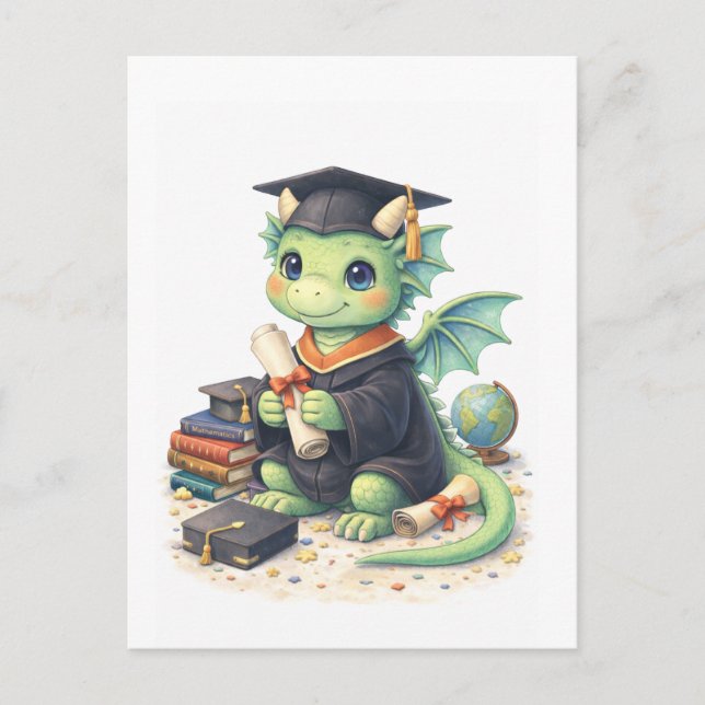Cute Graduation Dragon Postcard (Front)