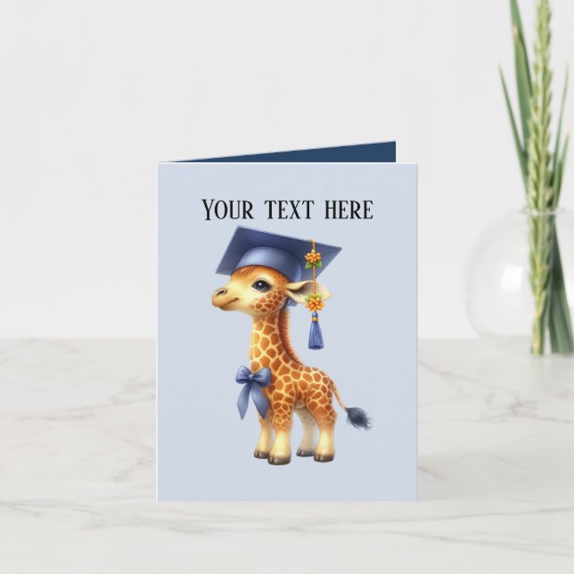 Cute Graduation giraffe add message  Card (Front)