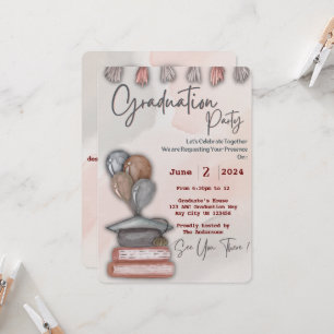 Cute Graduation hat, book, and balloons Invitation