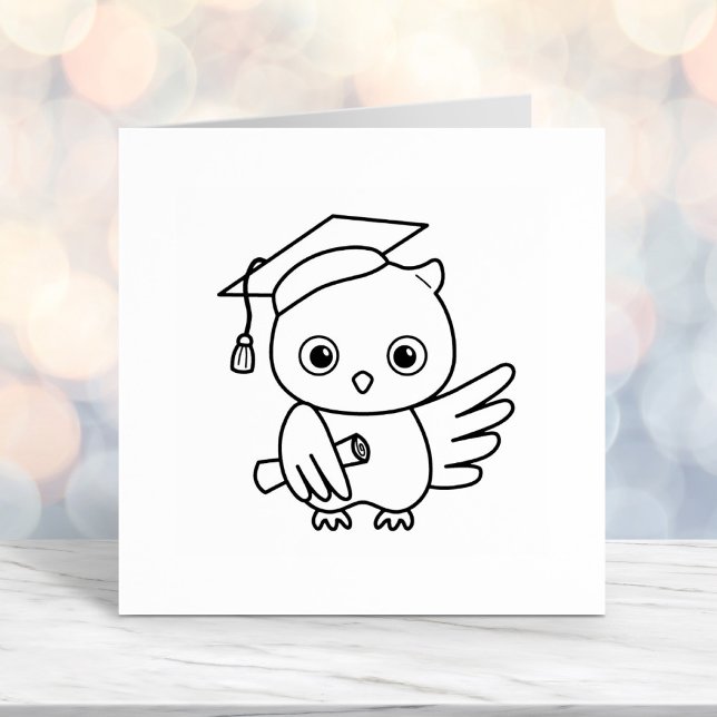 Cute Graduation Owl in a Hat Holding a Scroll Self-inking Stamp (Creator Uploaded)