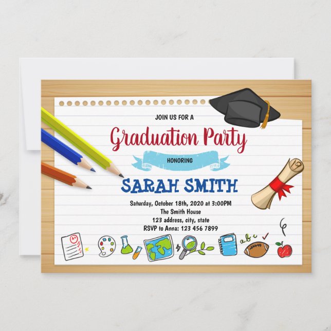 Cute graduation party invitation (Front)
