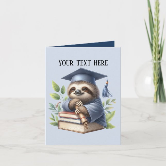 Cute Graduation sloth add message Card (Front)