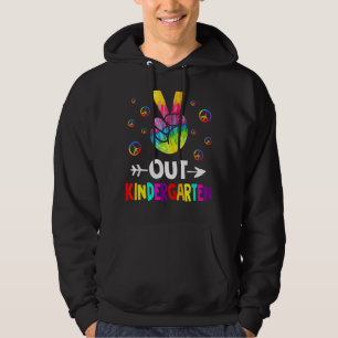 Cute Graduation Tie Dye Peace Sign Hand Out Kinder Hoodie