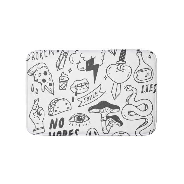 Cute Graffiti: Doodle Art Set. Bath Mat (Front)
