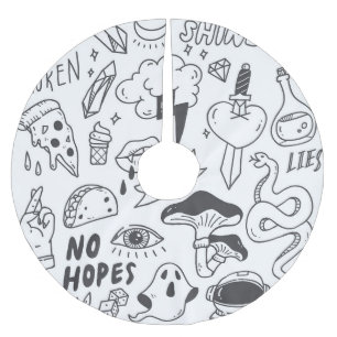 Cute Graffiti: Doodle Art Set. Brushed Polyester Tree Skirt