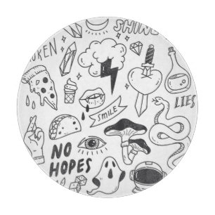 Cute Graffiti: Doodle Art Set. Cutting Board