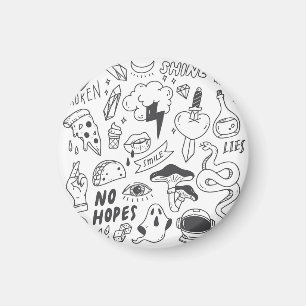 Cute Graffiti: Doodle Art Set. Magnet