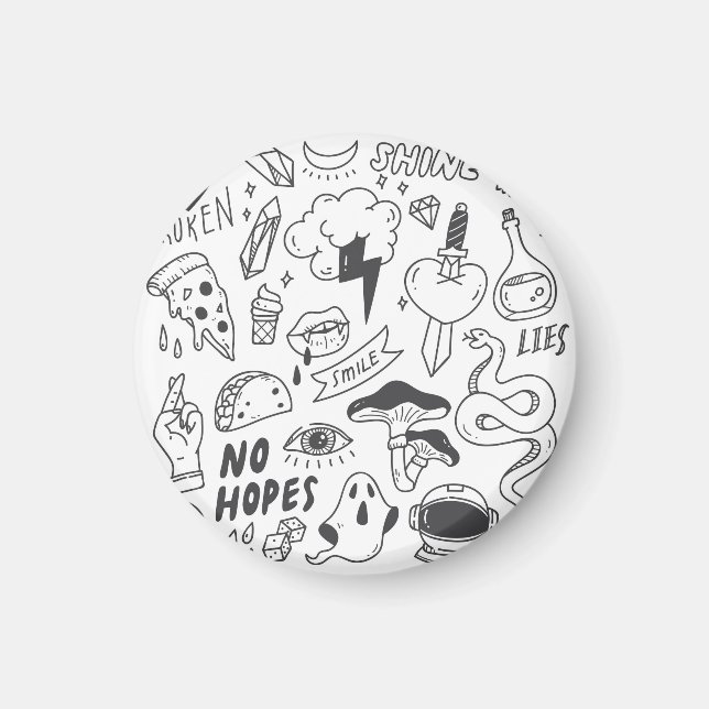 Cute Graffiti: Doodle Art Set. Magnet (Front)