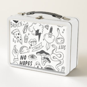 Cute Graffiti: Doodle Art Set. Metal Lunch Box