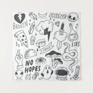 Cute Graffiti: Doodle Art Set. Tapestry