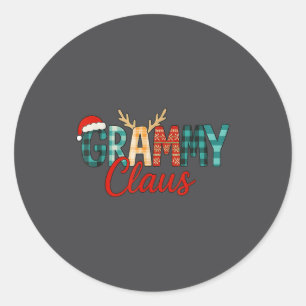 Cute Grammy Claus Christmas For Grandma Santa Hat Classic Round Sticker