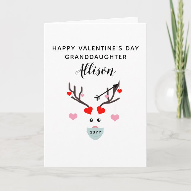 Cute Granddaughter Valentine's Day Personalised Holiday Card (Front)