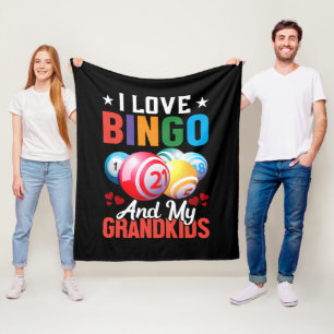 cute Grandkids Bingo lovers word art gambling Fleece Blanket