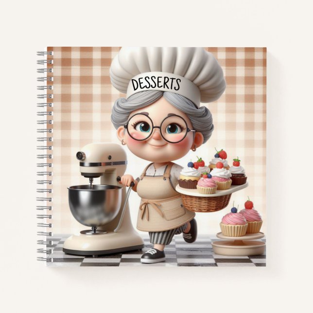 Cute Grandma and Dessert Recipes Notebook (Front)
