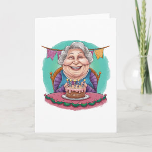 Cute Grandma Birthday Cake Present Card