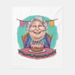 Cute Grandma Birthday Cake Present Fleece Blanket