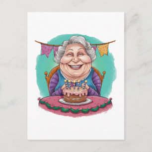 Cute Grandma Birthday Cake Present Holiday Postcard