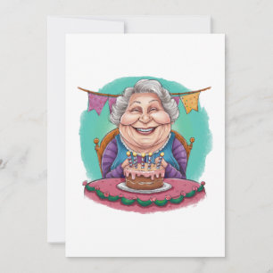 Cute Grandma Birthday Cake Present Invitation